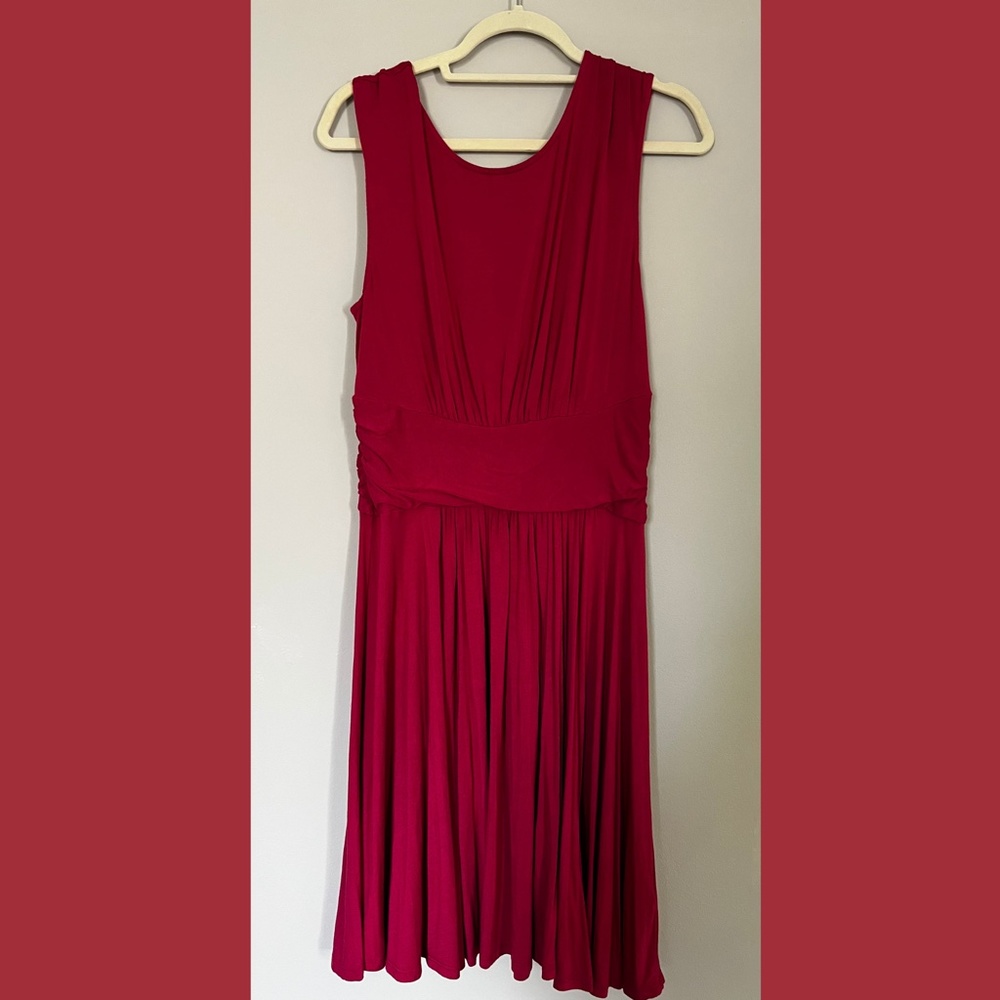 Context by Lord and Taylor Stretchy Sleeveless Dark Pink Dress, Size Large